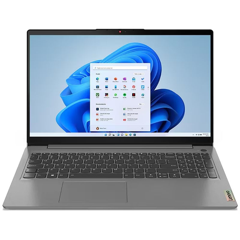 Notebook Lenovo AMD Ryzen 7-5700U 8GB 256GB SSD Tela Full HD 15.6” Windows 11 Ideapad 3 82MF0004BR